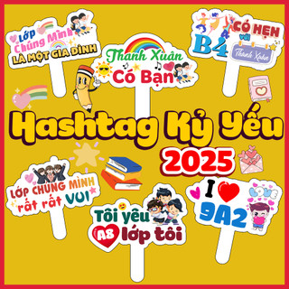Hashtag kỷ yếu, hastag họp lớp, bảng cầm tay chụp ảnh học sinh - hagtag Hải Anh