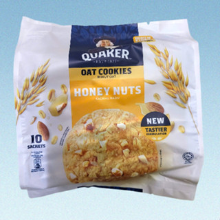  QUAKER ++ B QUY túi VÀNG 250g ++ BÁNH QUY YẾN MẠCH HẠNH NHÂN MẬT ONG Honey Nuts Oat Cookies  HALAL  