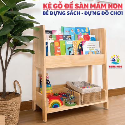Kệ Sách Cho Bé, Kệ Đựng Đồ Chơi Đa Năng 2 Trong 1 Bằng Gỗ Thông Benrikids Thiết Kế Chắc Chắn Có Hướng Dẫn Lắp Ráp Đi Kèm