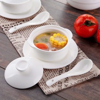   Tặng Muỗng Sứ Cao Cấp  Thố Chưng Yến Trắng Trơn Có Tai Cầm Thể Tích 280ML 