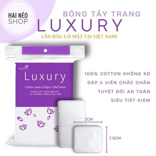 210 miếng bông tẩy trang loại dày, siêu mịn, ép viền ALUCOS Luxury Cotton Pads