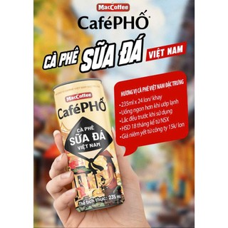 Thùng 12 lon Cà Phê Phố Sữa Đá Lon 235ml – Đậm Đà, Sảng Khoái, Chuẩn Gu Việt