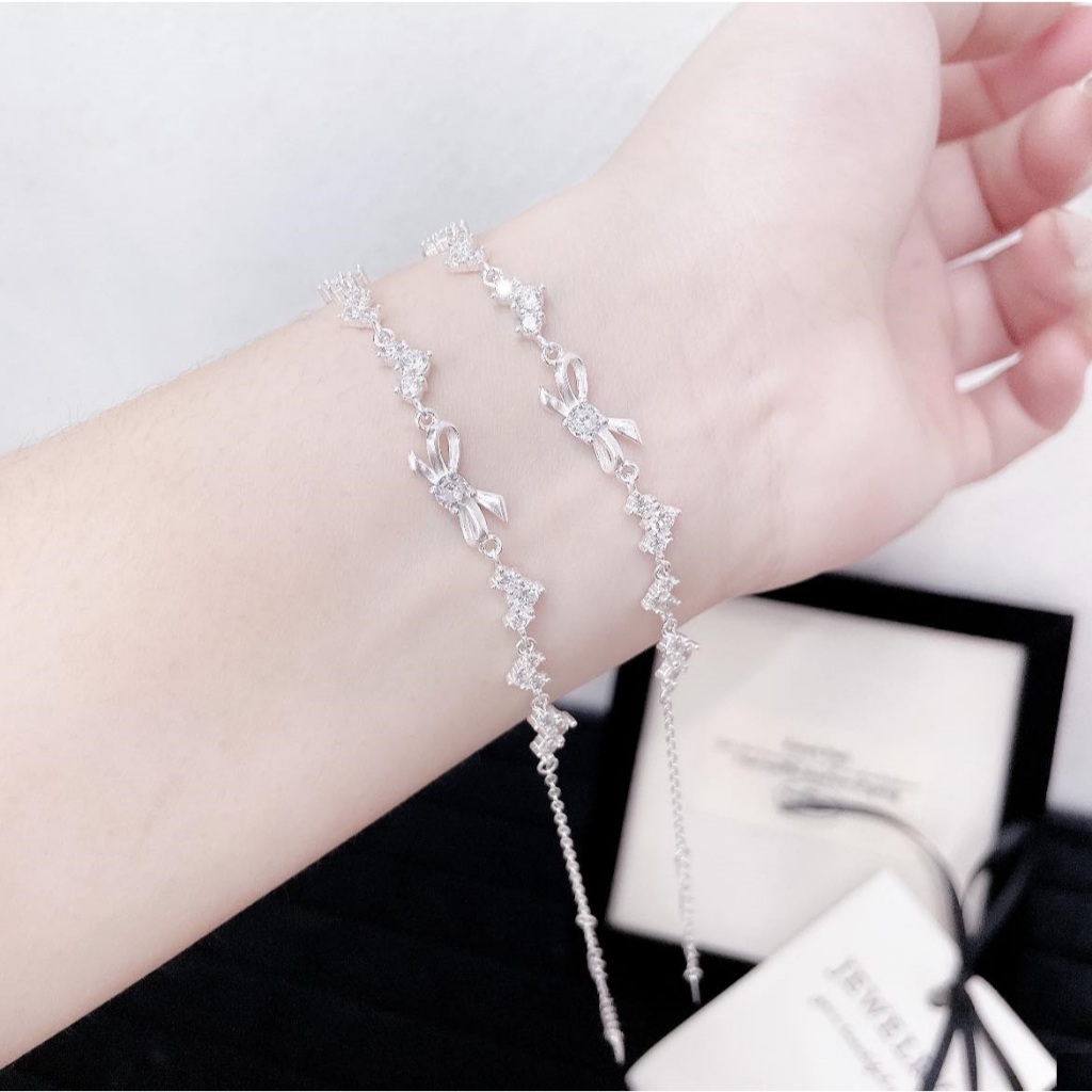 Lắc tay nữ bạc thật , lắc tay nơ mới dày dặn