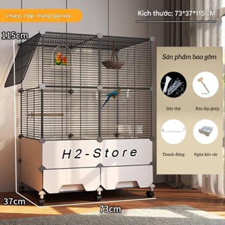 Chuồng sóc bay, vẹt, hamster, mèo con, lồng chim, tắc kè, rồng,... có tầng, thang và khay vệ sinh - Mã CS02 - H2Store.