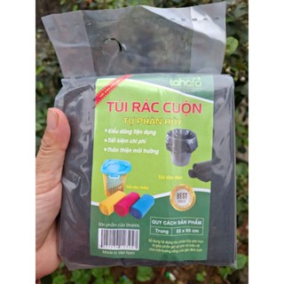 Sét 3 cuộn túi rác tự phân hủy- túi rác đen kích thước lớn 55*65cm