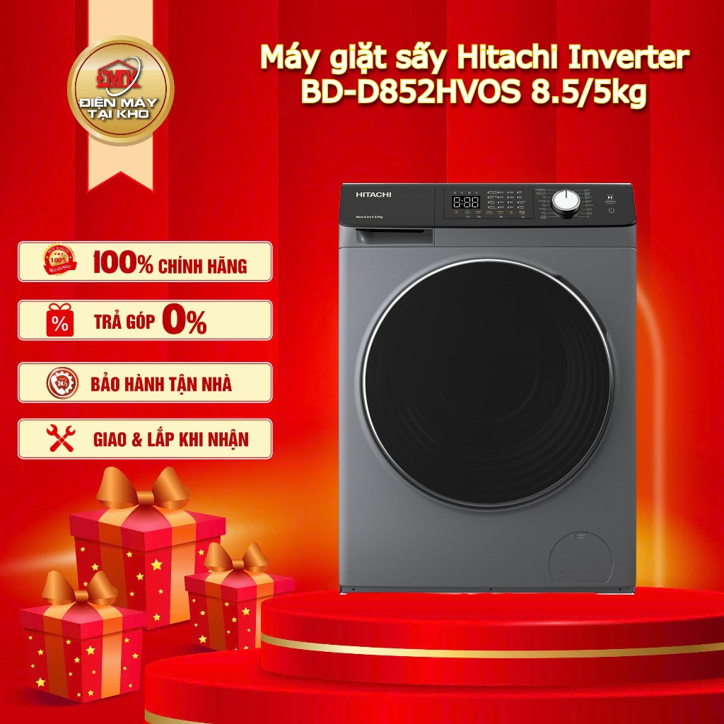BD-D852HVOS 8.5/5kg - Máy giặt sấy Hitachi Inverter BD-D852HVOS 8.5/5kg
