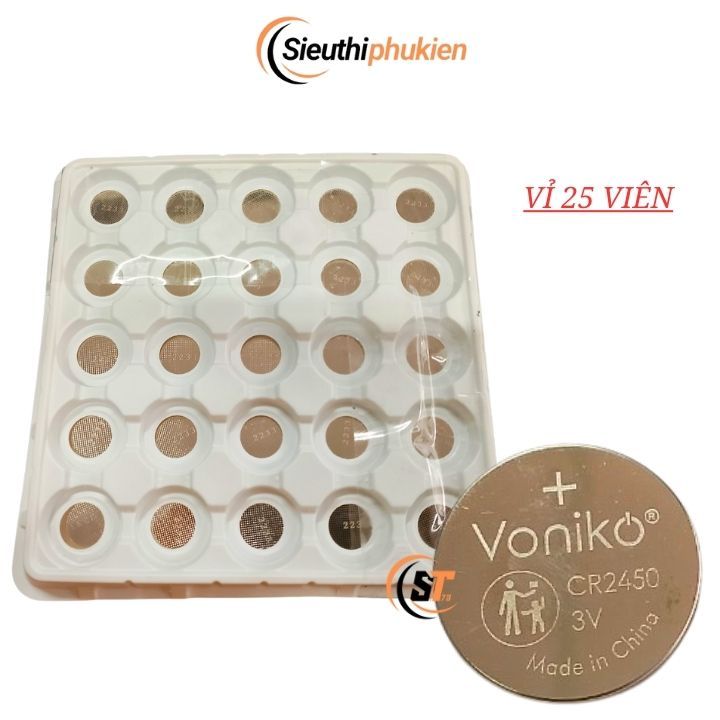 Sét combo 25 viên Pin Voniko CR2450 3V - hàng nhật bãi xịn, Pin Lithium 3V CR2450