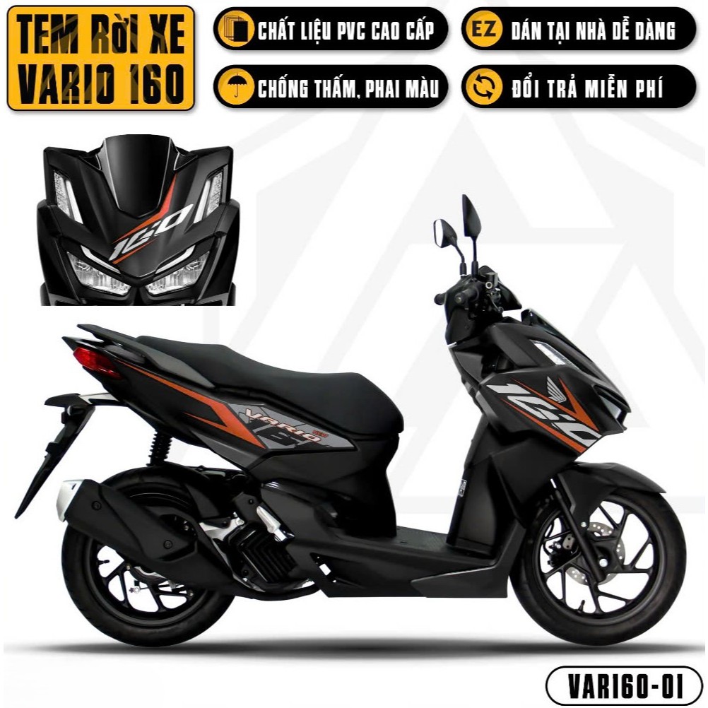 Tem Xe Vario 160 2023 Mẫu số 160 Cực Chất ,Team Decal Dán Xe Máy Chống Nước Bền Màu