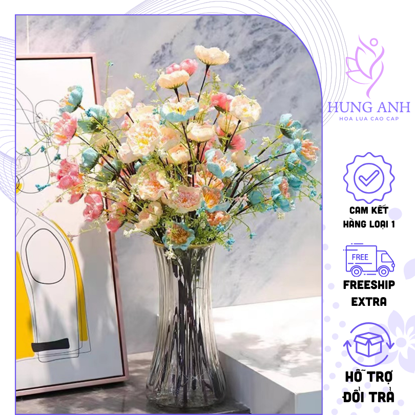 Hoa Trà Gạo Cổ 60cm Đủ Màu - Hoa Giả Trang Trí Phòng Khách Hoa Trà Xốp Decor Hoa Lụa Trang Trí