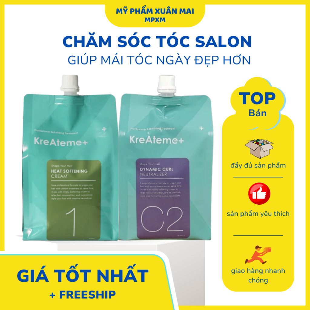 Kem uốn tóc ép tóc Dập 𝐊𝐫𝐞𝐀𝐭𝐞𝐦𝐞 970g , kem hấp tóc cho Salon