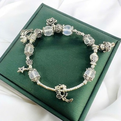 Vòng Tay Bạch Nguyệt Quang Moonstone Mix Charm Bạc Thái - Ngọc Trai Trường Thịnh