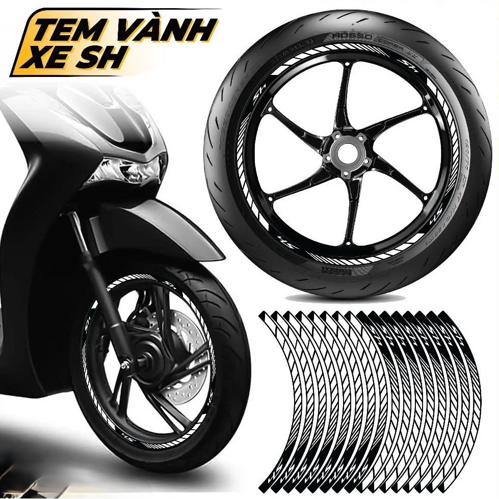 Tem Vành Phản Quang Dán Xe SH , Decal Vành Mâm SH 150i 125i 350i 2022 2023 2021 2020 2019 2017