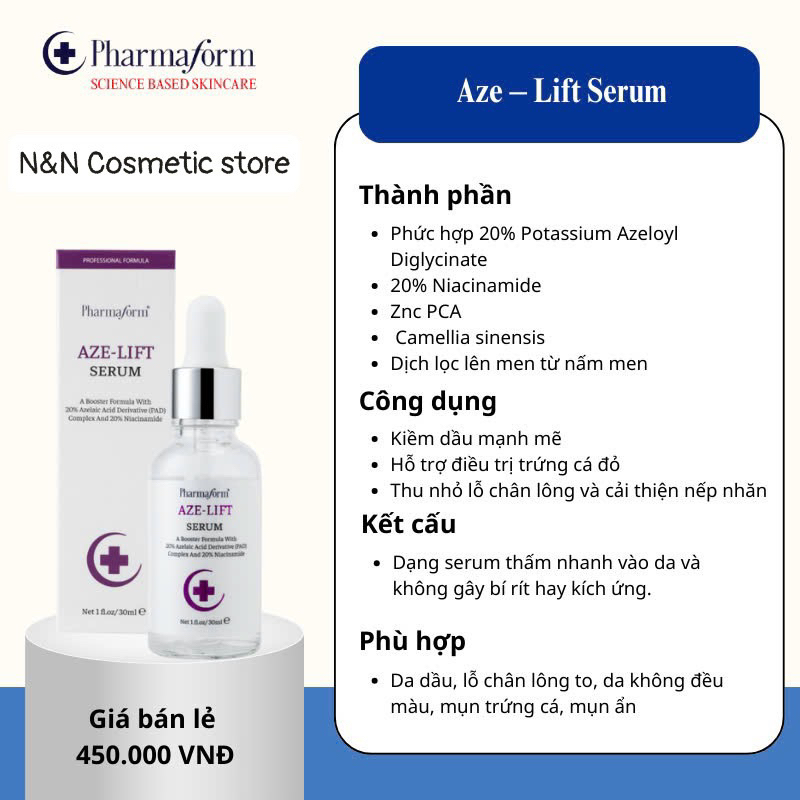 [ Tặng 1 mask B5 20k ] Serum Aze-Lift 20% Azelaic Acid, 20% Niacinamide giúp kiểm soát dầu, giảm mụn