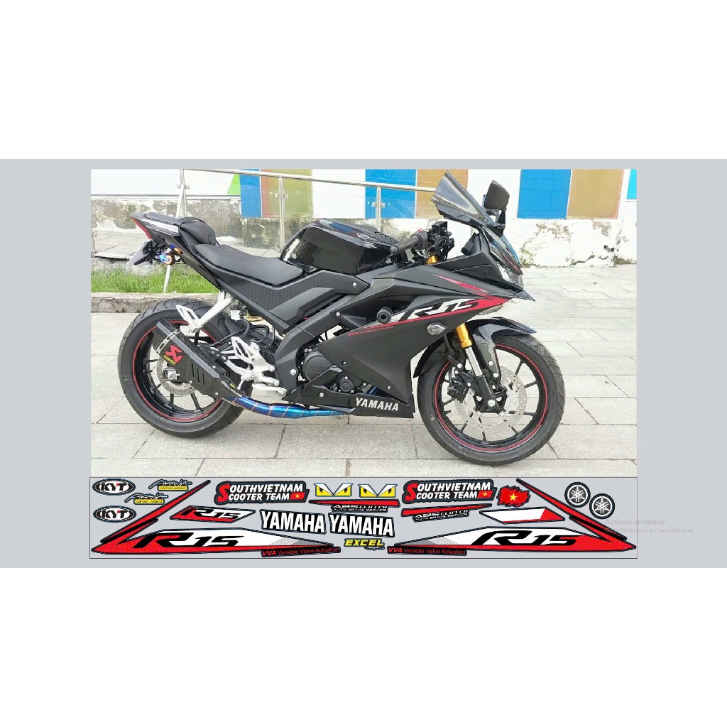 TEM CHẾ R15V3 ĐỎ ĐEN DECAL3 LỚP BỀN MÀU
