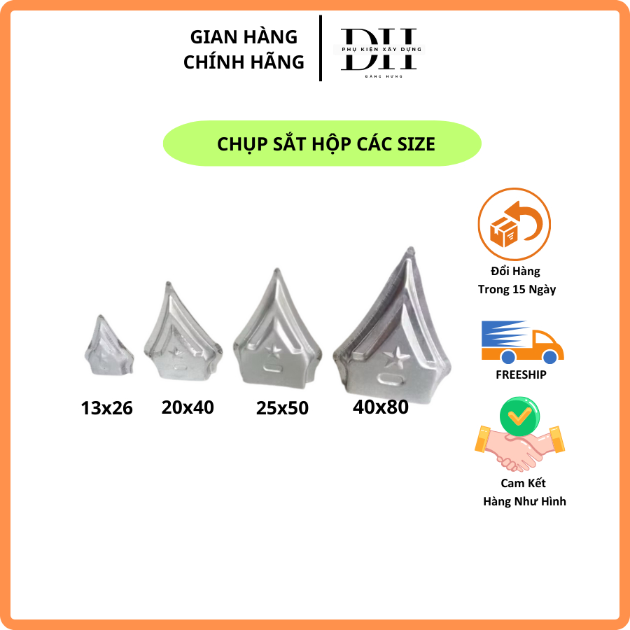 [1 Cái] Nắp chụp hàng rào, chông sắt hàng rào cửa cổng, nắp chụp bịt đầu sắt hộp, chông hàng rào mạ kẽm