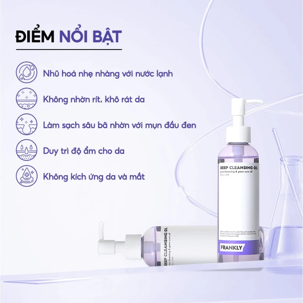 Dầu tẩy trang BHA/LHA làm sạch sợi bã nhờn và mụn đầu đen Frankly Deep Cleansing Oil 200ml