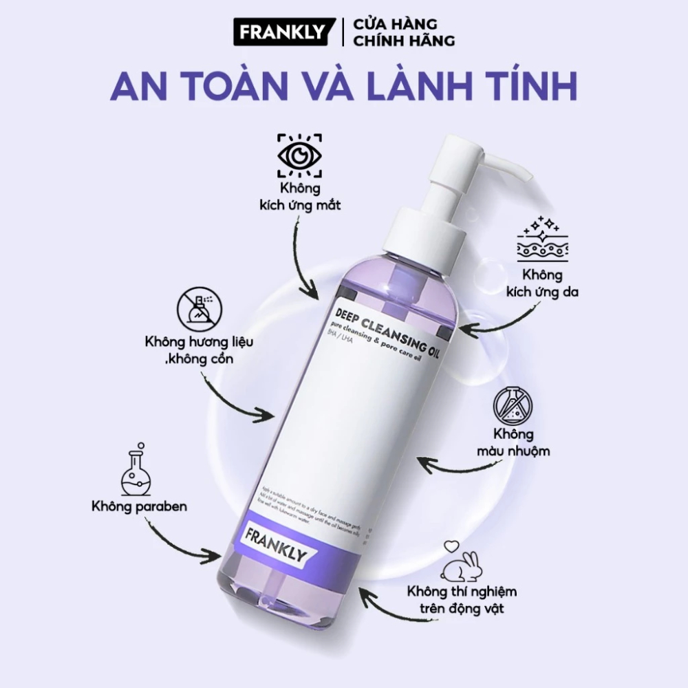 Dầu tẩy trang BHA/LHA làm sạch sợi bã nhờn và mụn đầu đen Frankly Deep Cleansing Oil 200ml