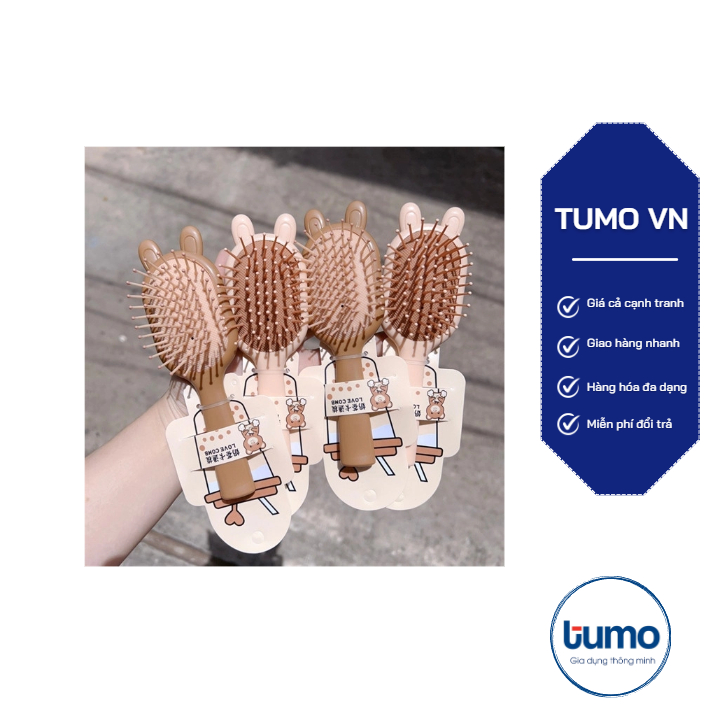 Lược chải tóc mini lượt gỡ rối , massage đầu , Tai Gấu & Tai Thỏ xinh xắn .【 T6V6 N 】