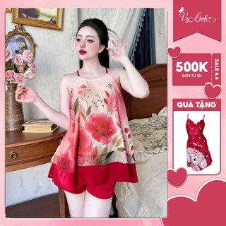 Bộ yếm voan phối quần lụa latin cao cấp thoáng mát, mềm, mịn và nhẹ dịu,thấm hút mồ hôi tốt s957 3D