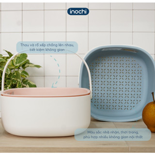 Bộ thau rổ có quai xách Yoko 27cm, Chính hãng inochi tiêu chuẩn nhật bản, Chất liệu nhựa siêu bền.
