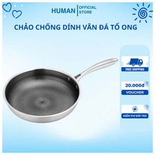 Chảo chống dính vân đá tổ ong chất liệu INOX 304 chống xước chống gỉ dùng cho mọi loại bếp đường kính chảo 18,28,32cm