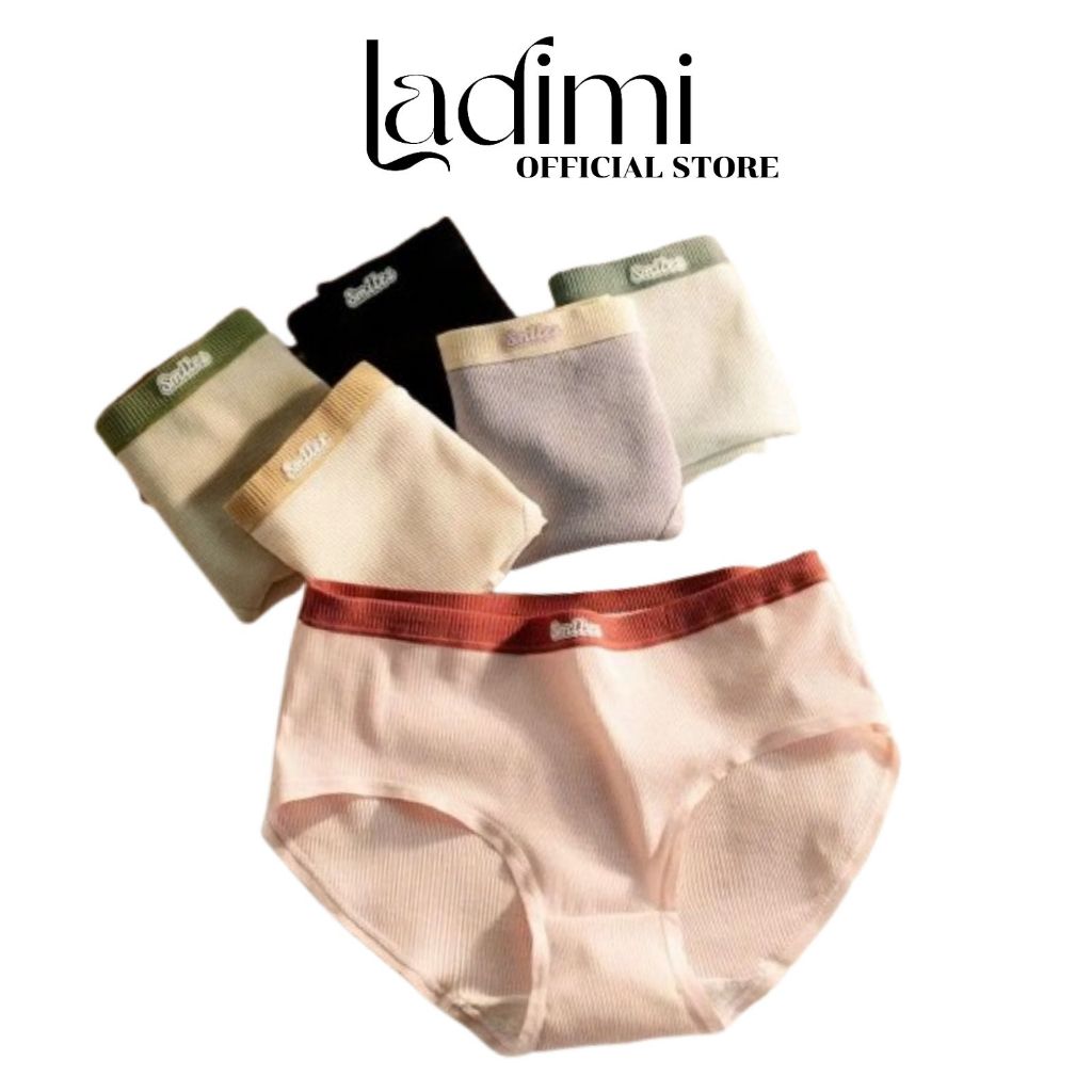Quần Lót Nữ LADIMI Cotton Gân Tăm Smilee Kháng Khuẩn Mềm Mại MÃ 1018