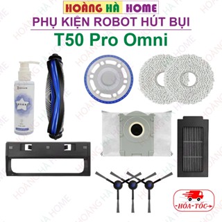Phụ kiện robot hút bụi Ecovacs T50 Pro Omni - Nước lau sàn Ecovacs, màng lọc, chổi chính, chổi cạnh, đế khăn, túi rác