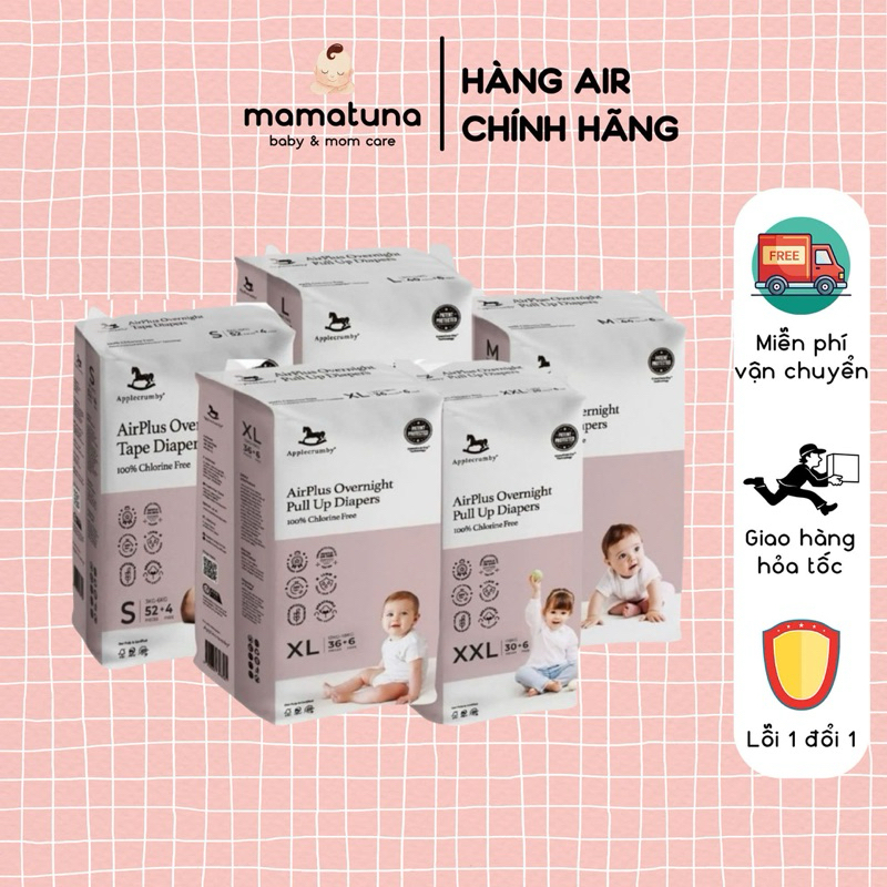 Bỉm Tã dán/quần Apple crumby đêm overnight