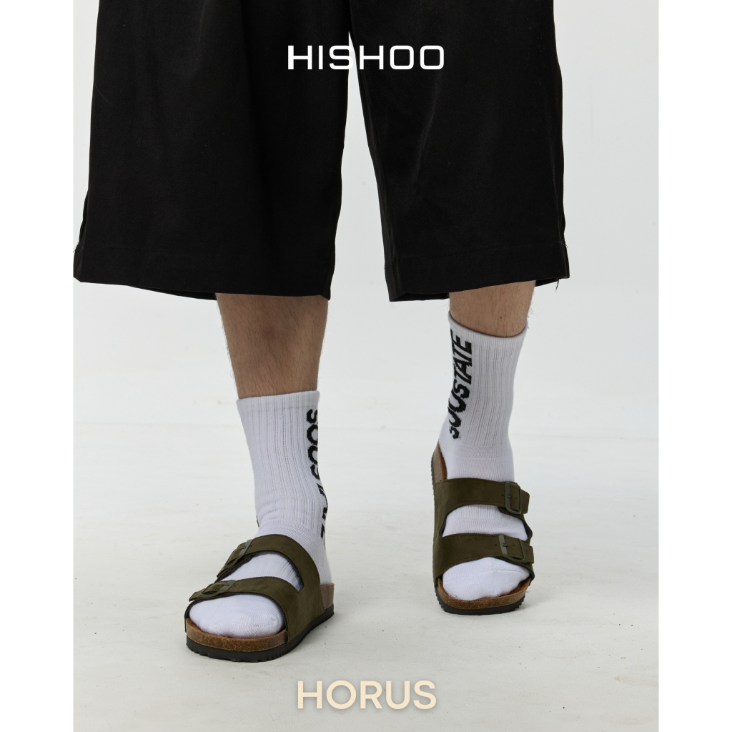 Dép đế trấu birken nam nữ unisex quai ngang 2 khoá da lộn premium đi học công sở bigsize chính hãng Hishoo VNXK H093 | BigBuy360 - bigbuy360.vn