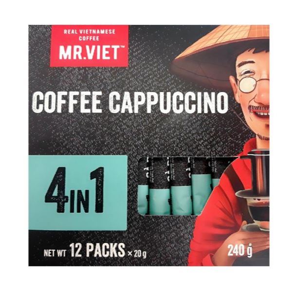Cà phê Hòa Tan Cappucino 4 trong 1 Mr Viet -Cappucino instant coffee -MR VIET Coffee (12 gói x 20gr)