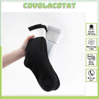 [SET 5 ĐÔI] Tất Vớ cổ cao, cổ lửng, cổ ngắn 3 màu trắng, đen, xám hàng dệt kim cao cấp