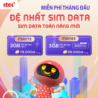 SIM ITEL 4G VINAPHONE [Miễn phí tháng đầu] 90G/th tốc độ 4G, Sim 4G VINAPHONE