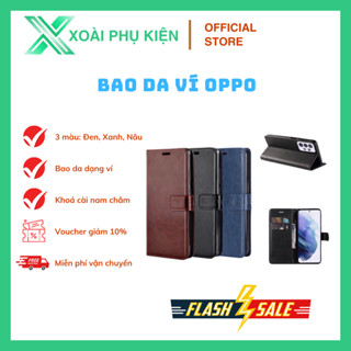 Bao da ốp lưng Oppo nắp gập có khoá cài nam châm và ngăn ví đựng thẻ mã A3x A3 A60 A18 A28 A38 A58