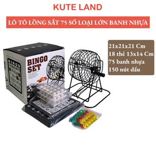 Bộ Đồ Chơi Lô Tô Bingo 75 Số Lồng Sắt Xịn - Lồng Quay Loto Xổ Số LOTO-1