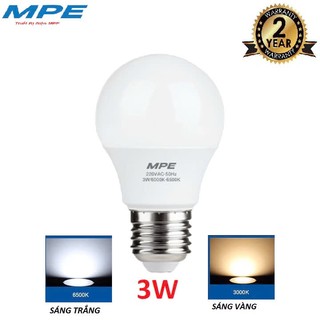 Bóng đèn led MPE các loại 3W, 5W, 7W, 9W, 12W, 15W đui E27 sáng trắng hoặc vàng