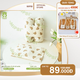 Bộ gối chặn vỏ đỗ cho bé Mipbi làm từ vải muslin trần 3 lớp và vỏ hạt đỗ giúp bé đỡ giật mình khi ngủ