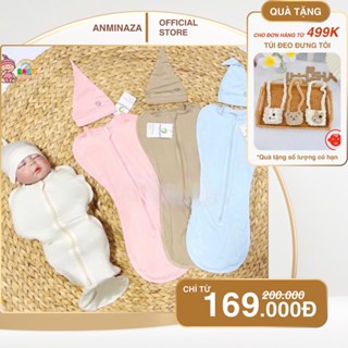 ( Tặng mũ ) Nhộng ngủ cho bé Anminaza vải sợi tre siêu mềm, thoáng khí giúp bé ngủ sâu, ngon giấc