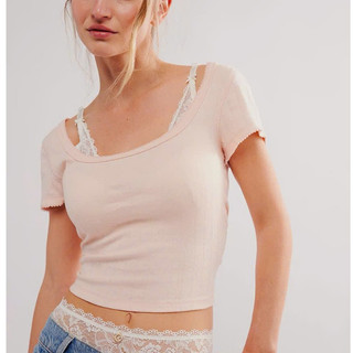 Áo thun gân to cổ tròn sâu nữ chất cotton mềm Fr33people xuất xịn