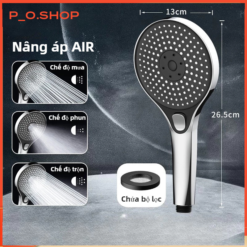 【🔥Rẻ】Vòi sen tăng áp phun 3 chế độ nước, kích thước lớn, bấm để chuyển đổi, Giao Diện Chung