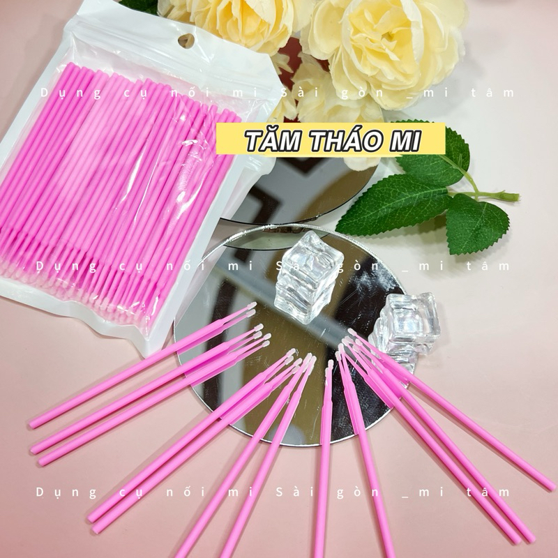 Tăm tháo mi dạng bịch 100 cây _ tăm vệ sinh mi siêu sạch _Dụng cụ nối mi _ Phụ liệu nối mi Mi Tâm