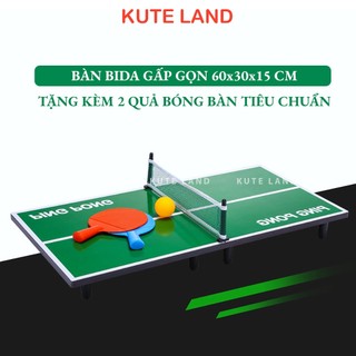 Bàn bóng bàn mini gấp gọn 60x30x15 cm đầy đủ dụng cụ lưới, vợt tặng kèm 2 quả bóng bàn BONGBAN-1