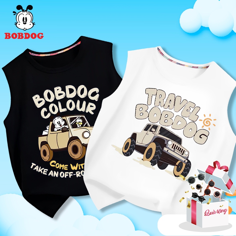 Áo ba lỗ bé trai 2025 BOBDOG, áo thun chất cotton in hình ô tô BOBDOG cho bé