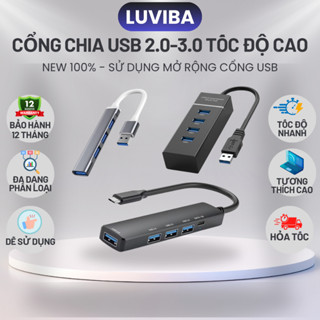 Cổng chia usb 3.0, bộ chia cổng usb hub chia cổng usb tốc độ cao cho máy tính laptop LUVIBA HB04