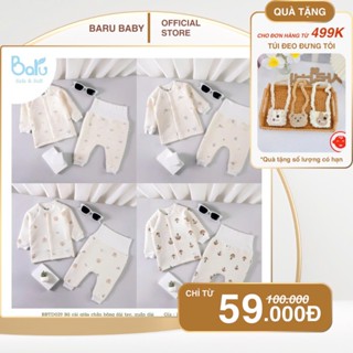 Bộ quần áo cho bé sơ sinh Baru Baby cúc thẳng chất liệu chần bông mềm mại, ấm áp BBTD029