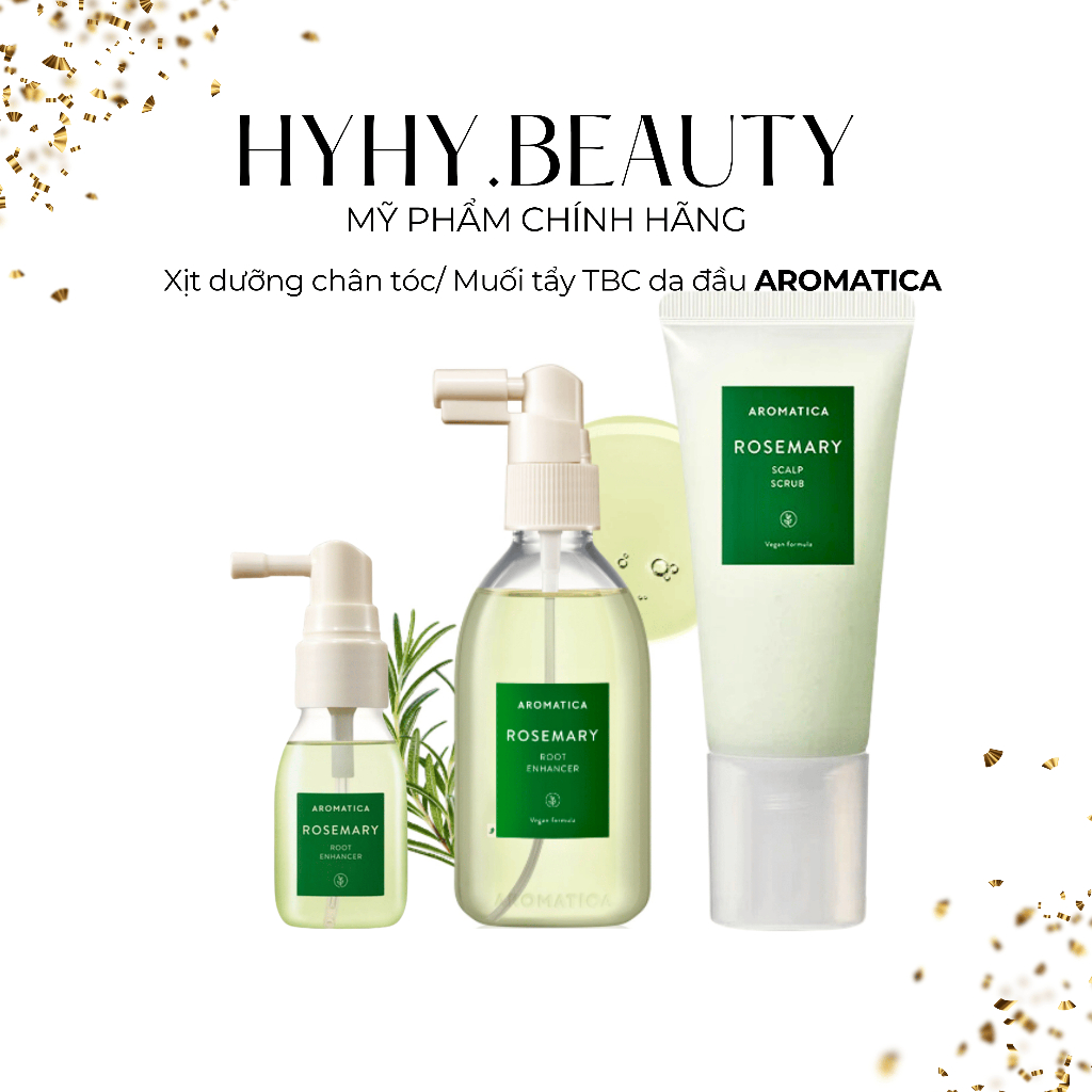 Xịt dưỡng chân tóc AROMATICA, Muối tẩy tế bào chết da đầu AROMATICA ROSEMARY ROOT ENHANCER, SCALP SC