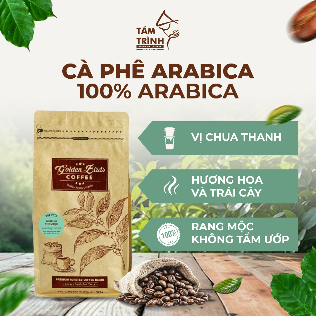 Arabica Thơm Dịu | Cà phê Rang Mộc 100% Arabica Đà Lạt | Cà phê pha phin, pha máy | Cà phê Tám Trình