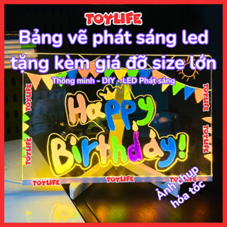 Bảng vẽ phát sáng led tặng kèm giá đỡ size lớn cho bé bảng viết phát sáng tranh vẽ DIY có đèn tô màu xóa được TOYLIFE