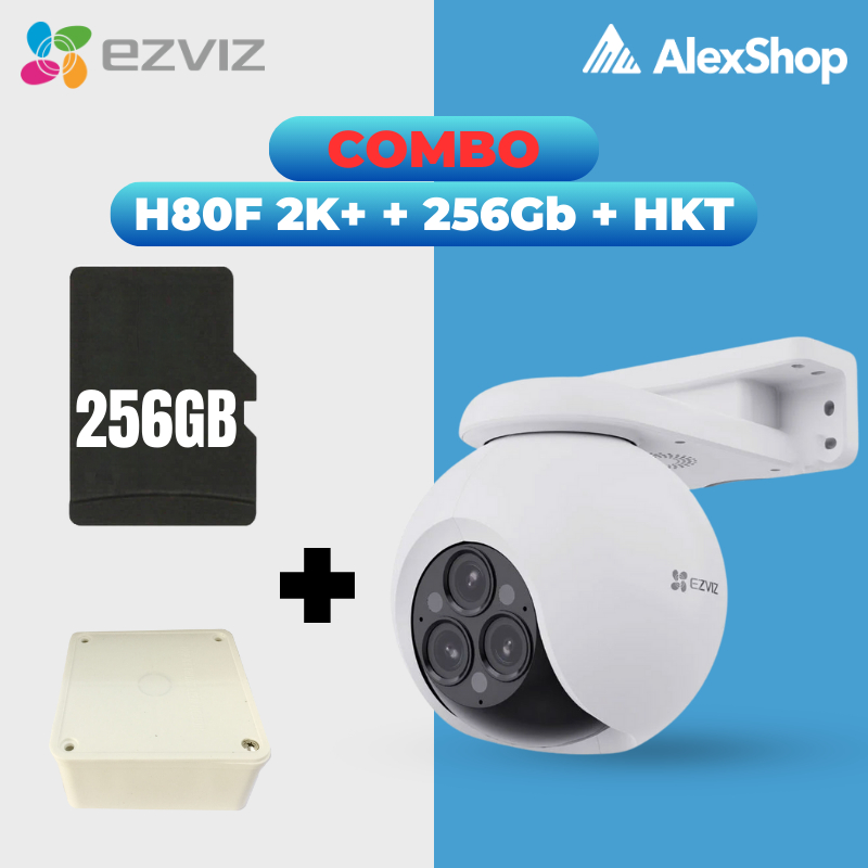 [COMBO] Camera Ezviz H80F 4M + Thẻ 256G + HKT , Zoom 12x Ngoài Trời 3 Mắt Quay Quét