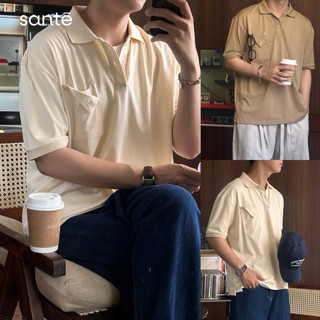 Áo polo nam trơn form rộng túi ngực - chất liệu ít nhăn thoáng mát, thấm hút mồ hôi - AARON POLO by SANTÉ STUDIO