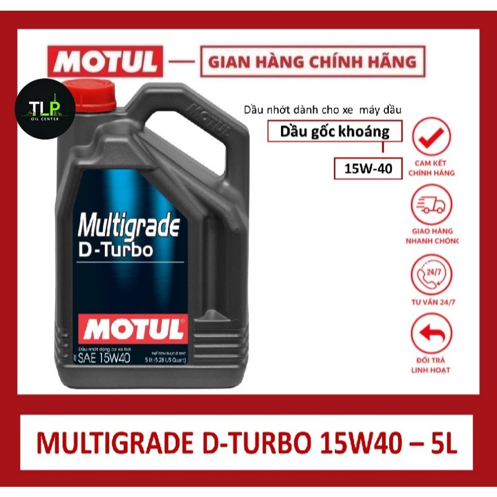 DẦU NHỚT DÀNH CHO XE OTO MÁY DẦU MOTUL MULTIGRADE D-TURBO 15W40 5L